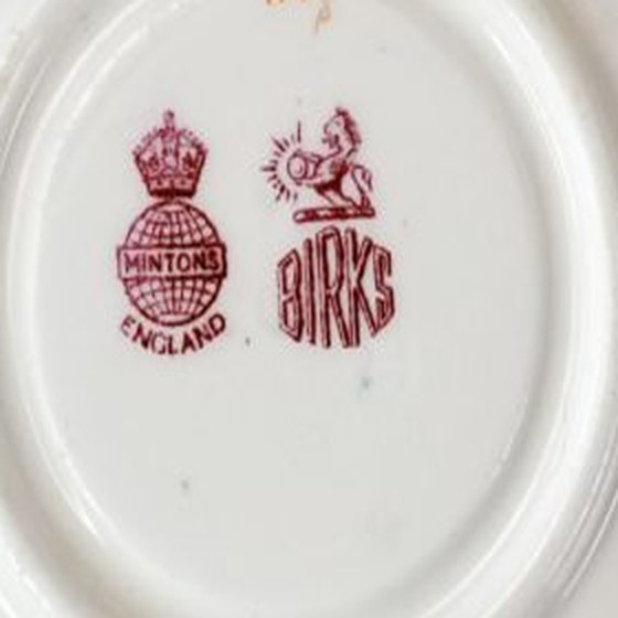 Minton crowned globe backstamp with Birks retailer mark