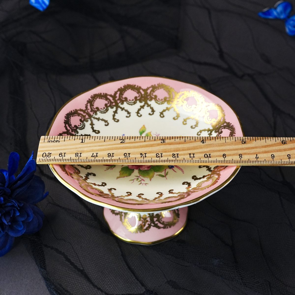 Vintage Aynsley Pink & Gold Footed Sweetmeat Compote photo 5