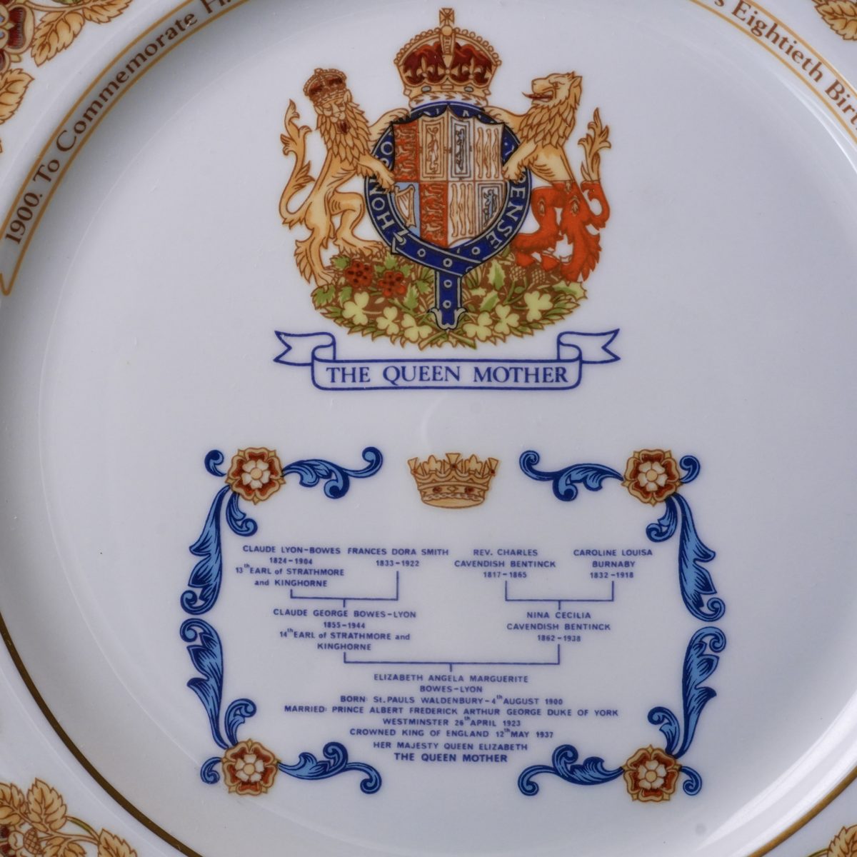 Vintage Aynsley Queen Mother 80th Birthday Plate photo 2