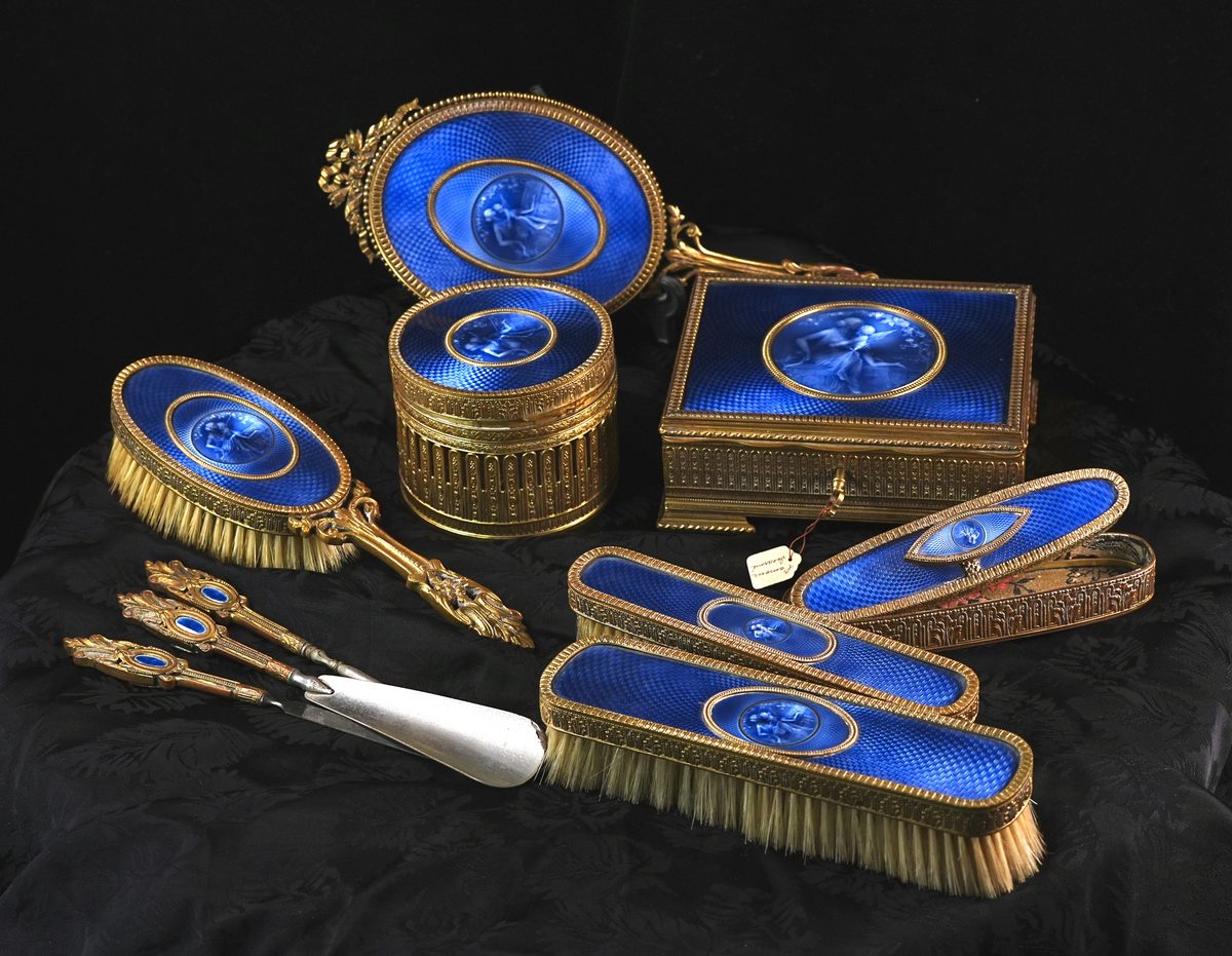 French Guilloché Enamel Vanity Set
