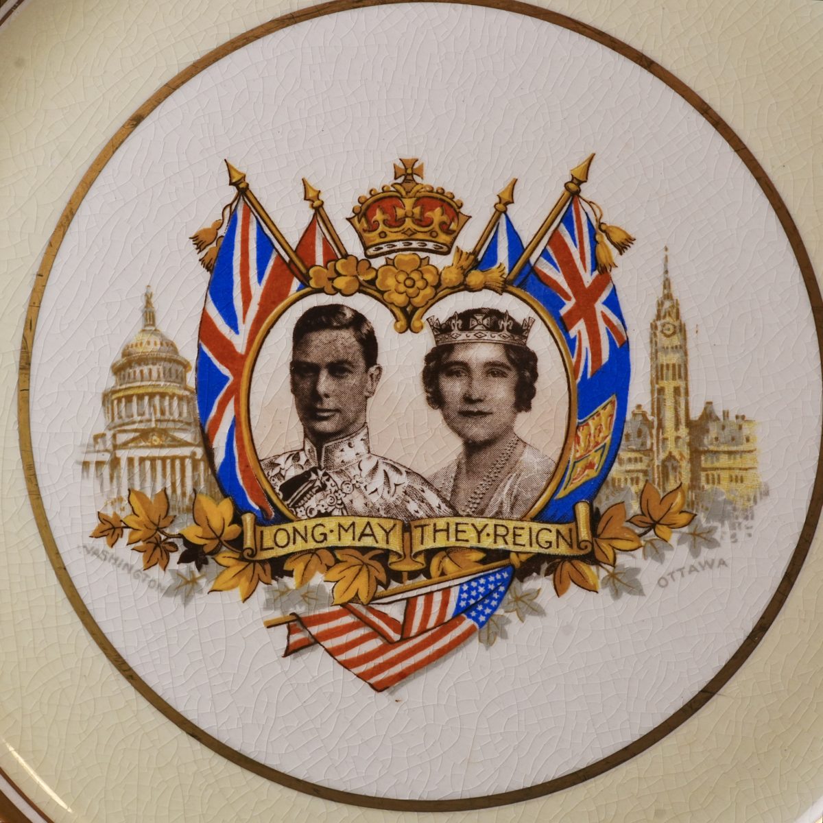 Vintage Royal Visit Commemorative Plate King George VI Queen Elizabeth to Canada & USA photo 3