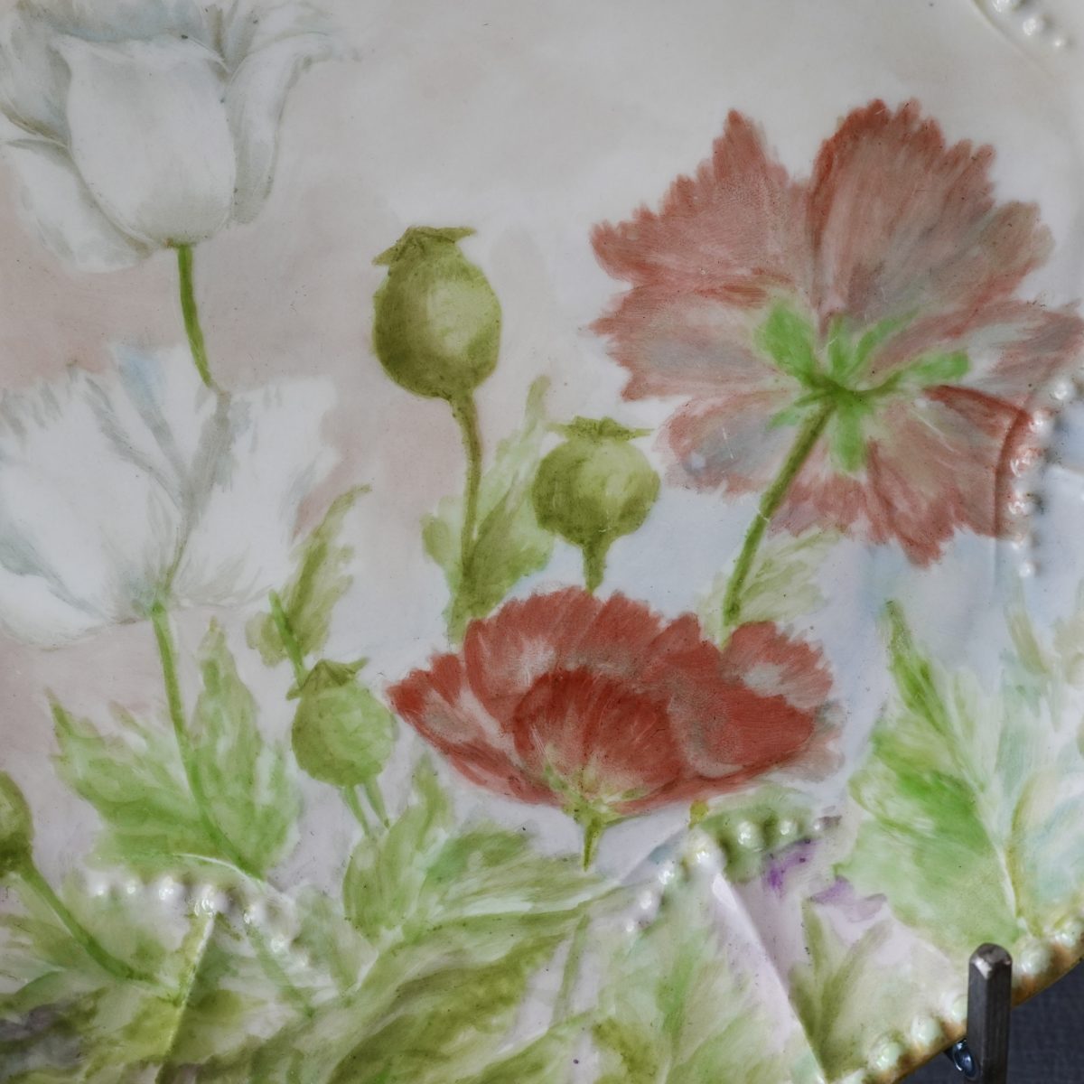 Antique Limoges Hand-Painted Poppy Plate photo 2