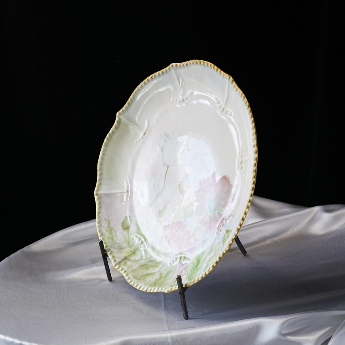 Antique Limoges Hand-Painted Poppy Plate photo 4