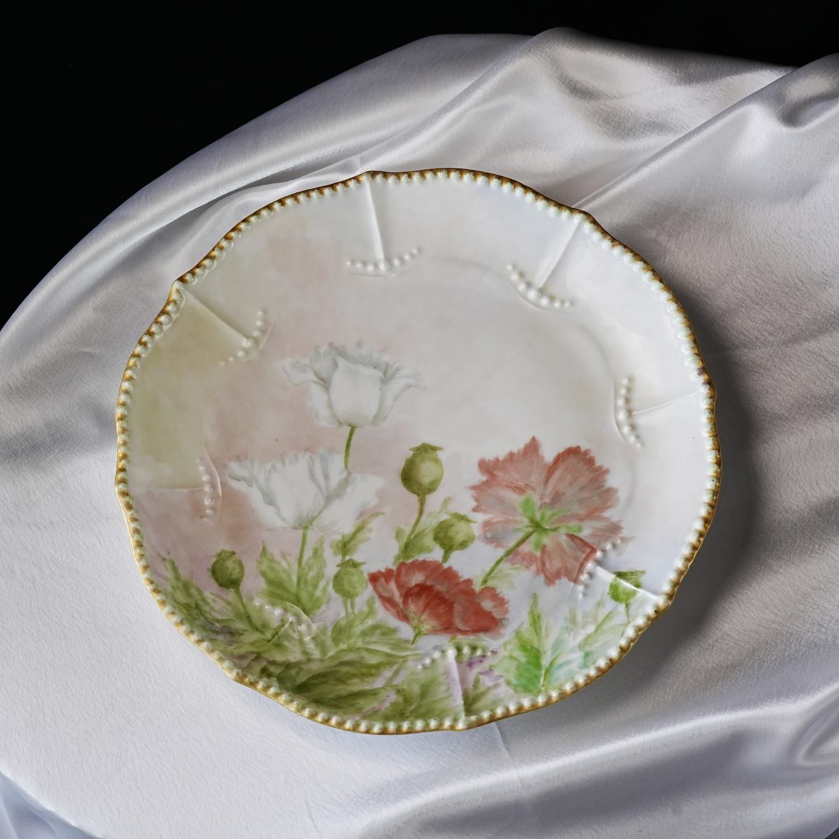 Antique Limoges Hand-Painted Poppy Plate photo 5
