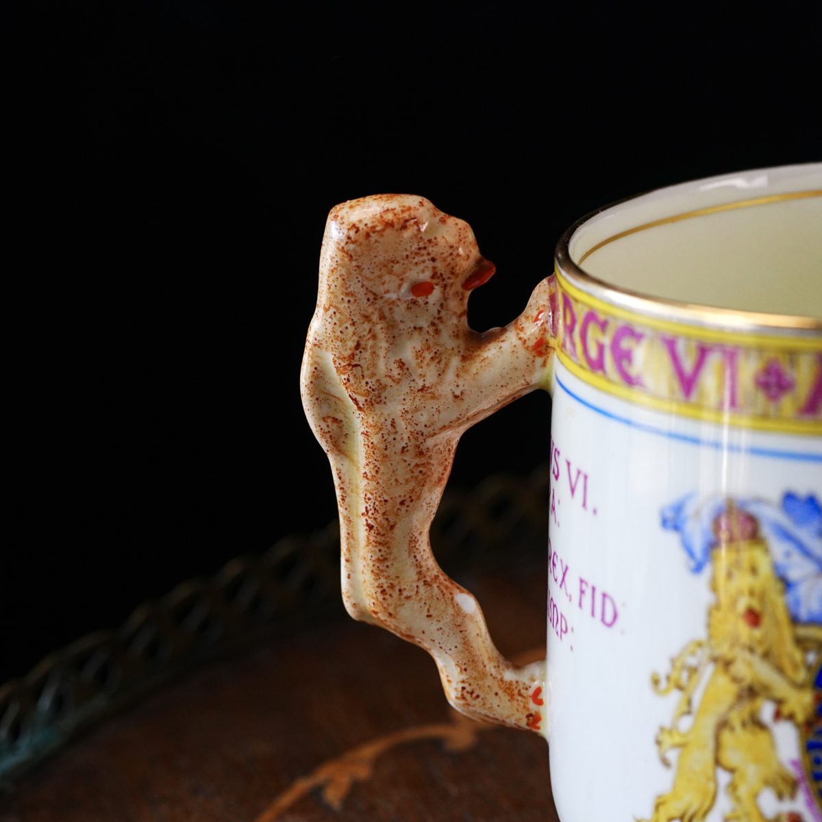 Paragon 1937 coronation loving cup with standing lion handles
