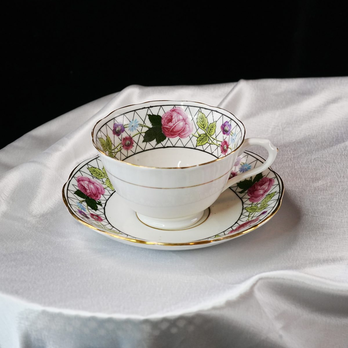 Royal Albert Crown China Garden Trellis Teacup & Saucer