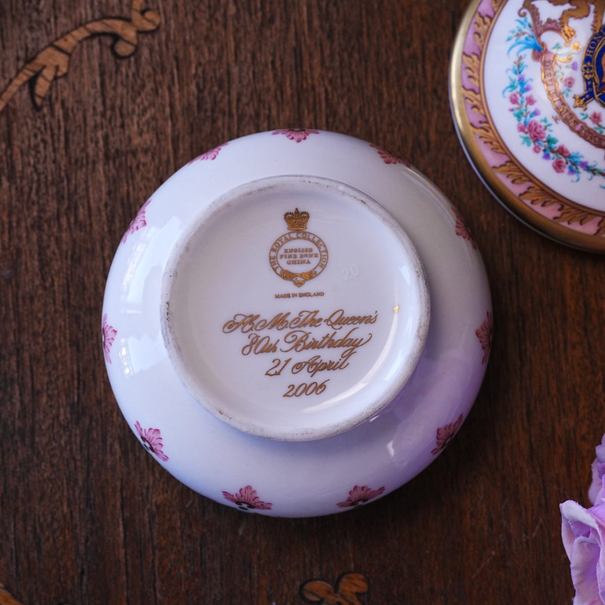 Maker's mark on the base of Vintage Royal Collection Queen Elizabeth II 80th Birthday Trinket Box