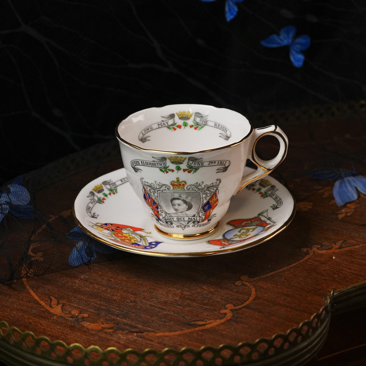 Royal Stafford Coronation Teacup Saucer Queen Elizabeth II